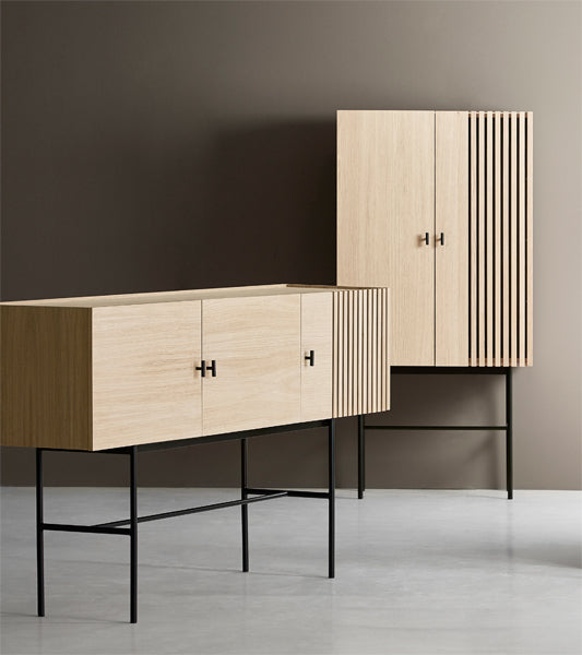 Array Highboard by Woud, showing array highboard with sideboard in live shot.