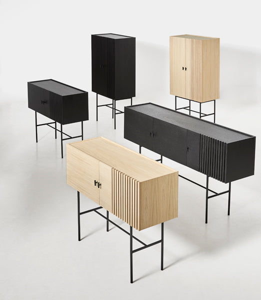 Array Highboard by Woud, showing array highboard with different sideboards in live shot.