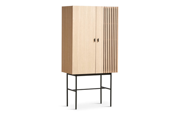 Array Highboard by Woud - White Pigmented Lacquered Oak Wood.