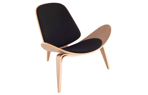 Artemis Occasional Chair by Nuevo - Black Fabric Seat + Walnut Stained Veneer.