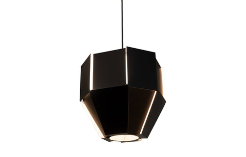 Astrum LED Pendant by Cerno - Matte Black/White Interior Shade.
