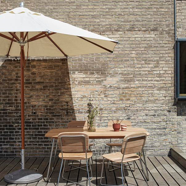 Atlantis Outdoor Umbrella by Skagerak, showing atlantis outdoor umbrella in live shot.