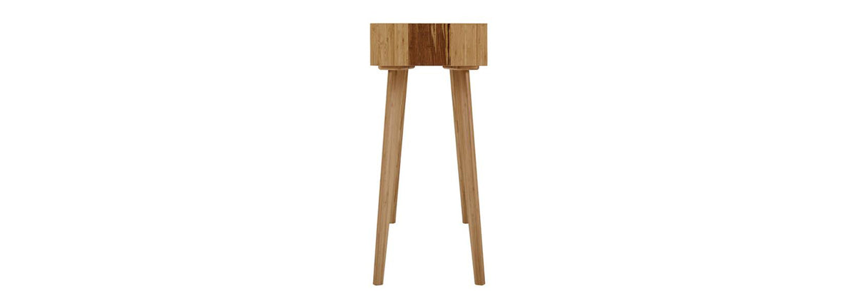 Azara Console Table by Greenington, showing side view of azara console table in caramelized exotic tiger.