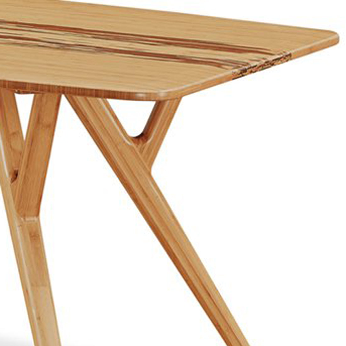 Azara Dining Table by Greenington, showing closeup view of azara dining table in caramelized exotic tiger.