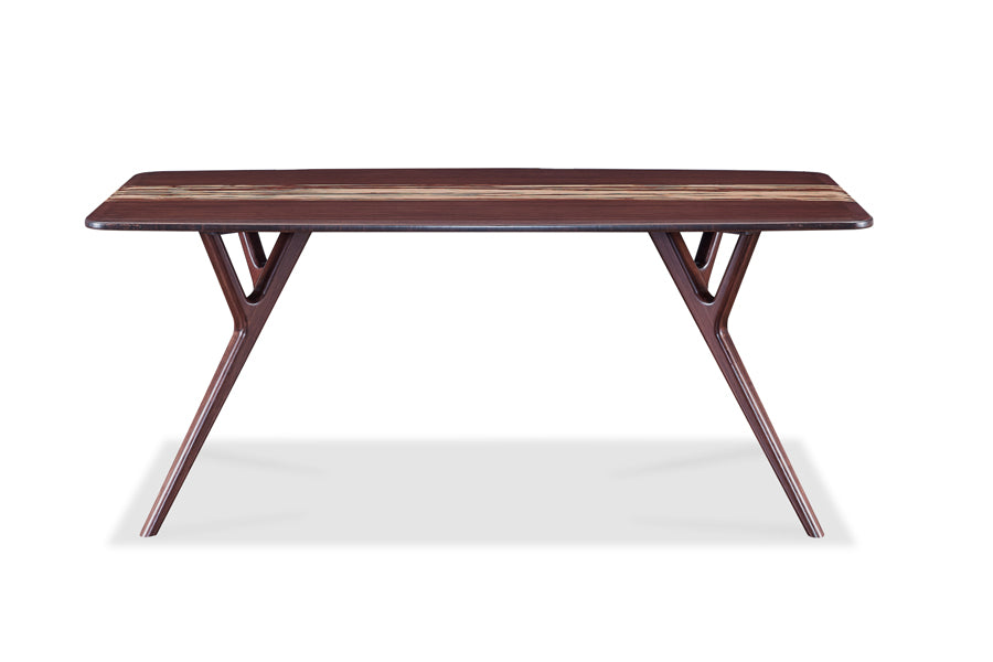 Azara Dining Table by Greenington, showing front view of azara dining table in sable exotic tiger.