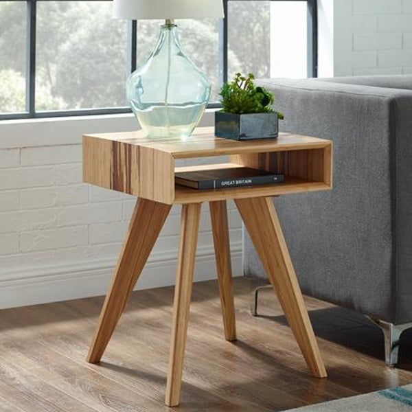 Azara End Table by Greenington, showing azara end table in live shot.