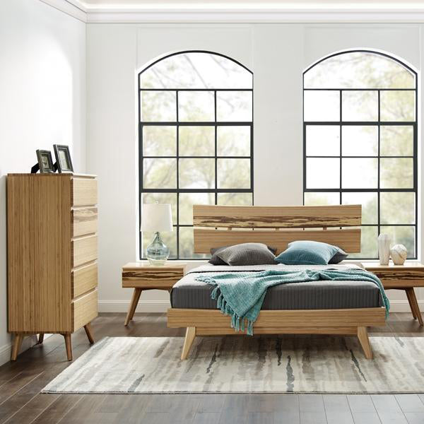 Azara Five Drawer Chest by Greenington, showing azara five drawer chest with bed & different drawer in live shot.