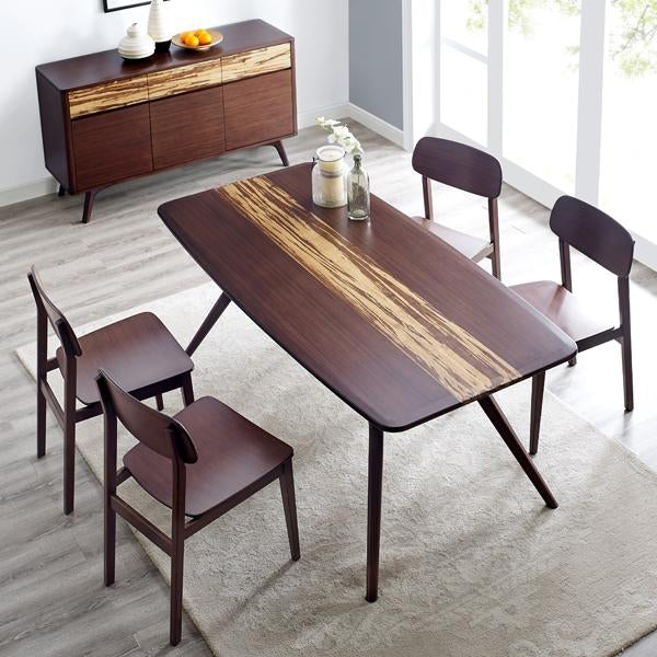 Azara Sideboard by Greenington, showing azara sideboard with four chairs & one dining table in live shot.