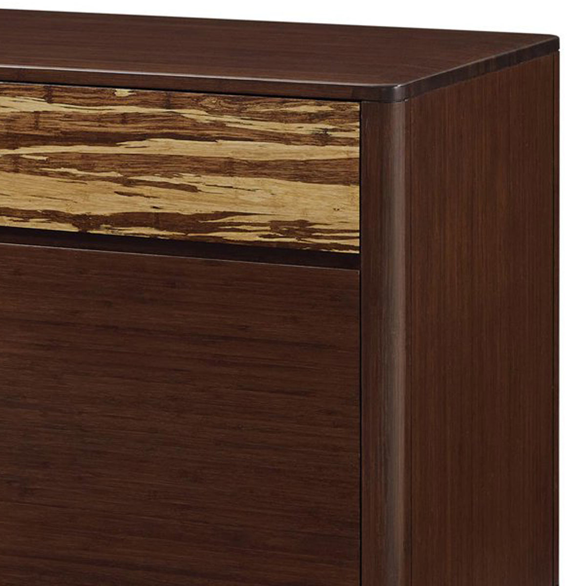 Azara Sideboard by Greenington, showing closeup view of azara sideboard in sable exotic tiger.