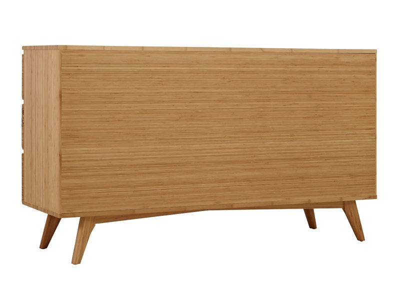 Azara Six Drawer Dresser by Greenington, showing back view of azara six drawer dresser in caramelized exotic tiger.