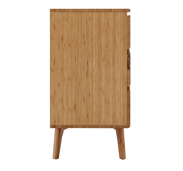 Azara Six Drawer Dresser by Greenington, showing side view of azara six drawer dresser in caramelized exotic tiger.