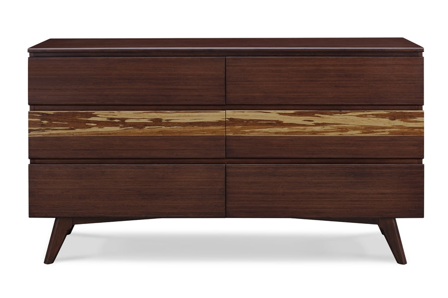 Azara Six Drawer Dresser by Greenington, showing front view of azara six drawer dresser in sable exotic tiger.