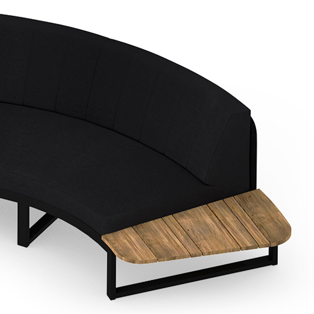 Babbo Regular Teak Configuration 1 by Mamagreen, showing closeup view of babbo regular teak configuration 1 in sand category a/black stamskin leather/performance textiles (grade a).