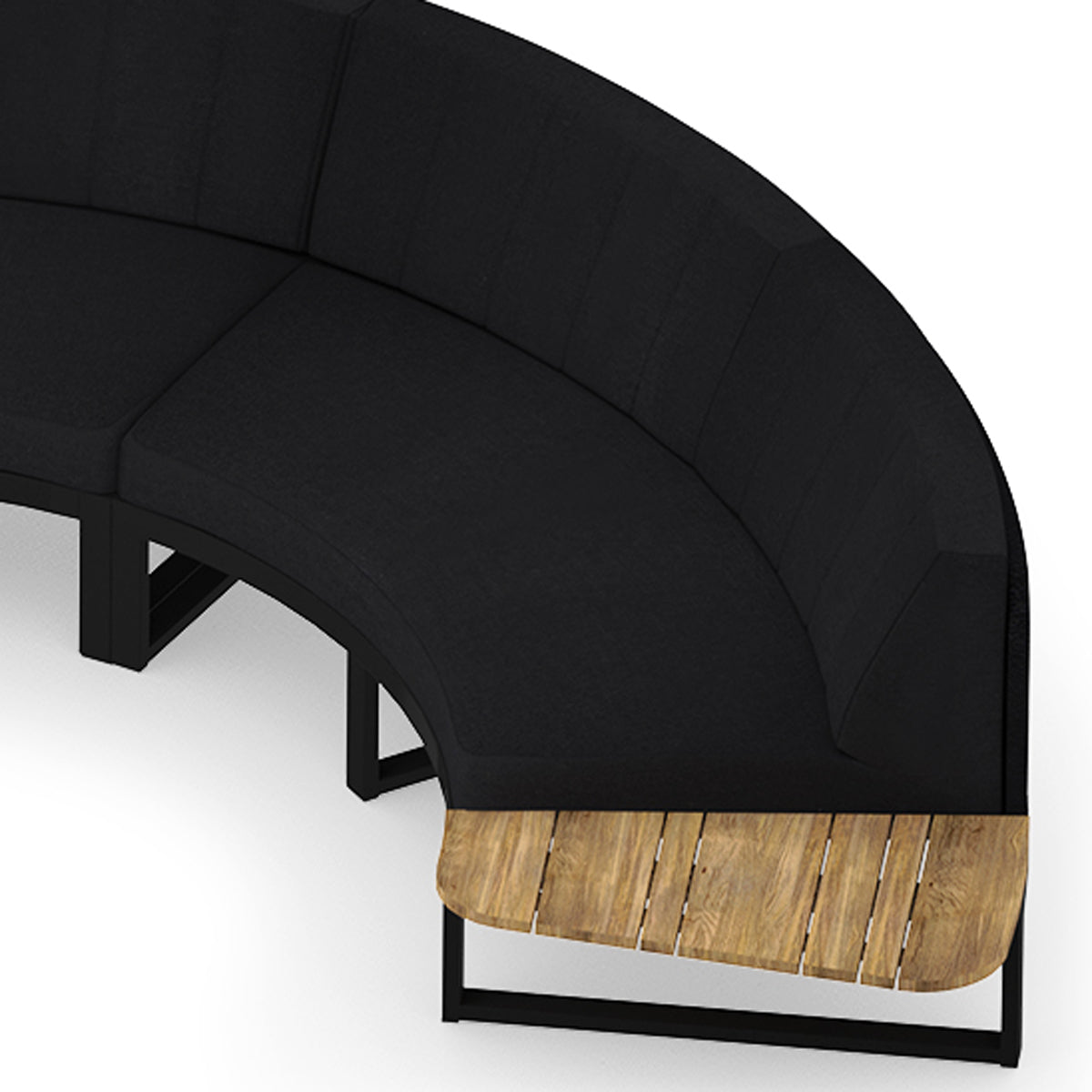 Babbo Regular Teak Configuration 2 by Mamagreen, showing closeup view of babbo regular teak configuration 2 in sand category a/black stamskin leather/performance textiles (grade a).