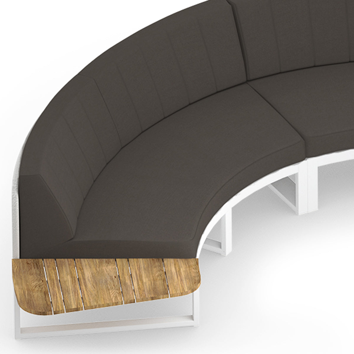 Babbo Regular Teak Configuration 2 by Mamagreen, showing closeup view of babbo regular teak configuration 2 in sand category a/white stamskin leather/performance textiles (grade a).