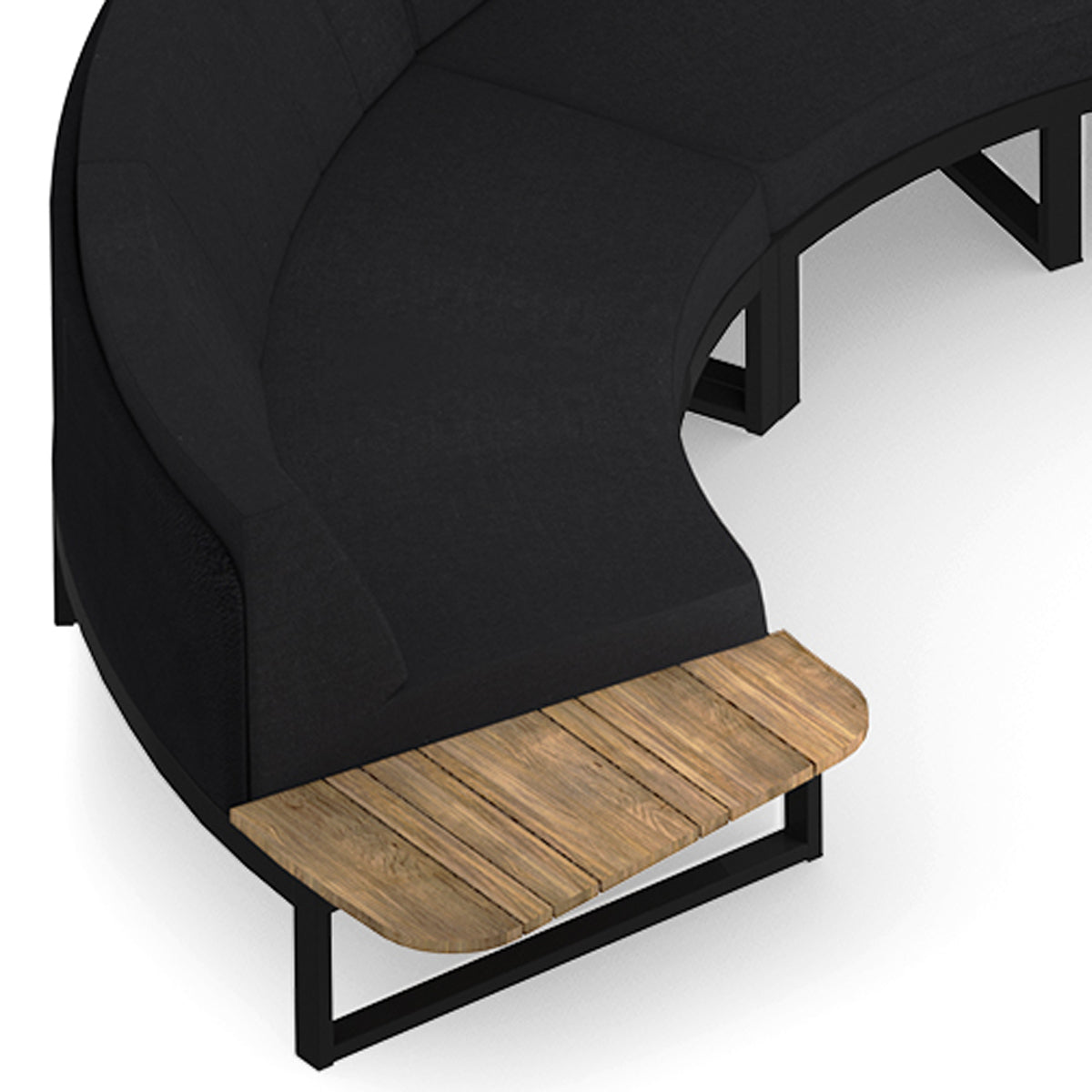 Babbo Regular Teak Configuration 3 by Mamagreen, showing closeup view of babbo regular teak configuration 3 in sand category a/black stamskin leather/performance textiles (grade a).