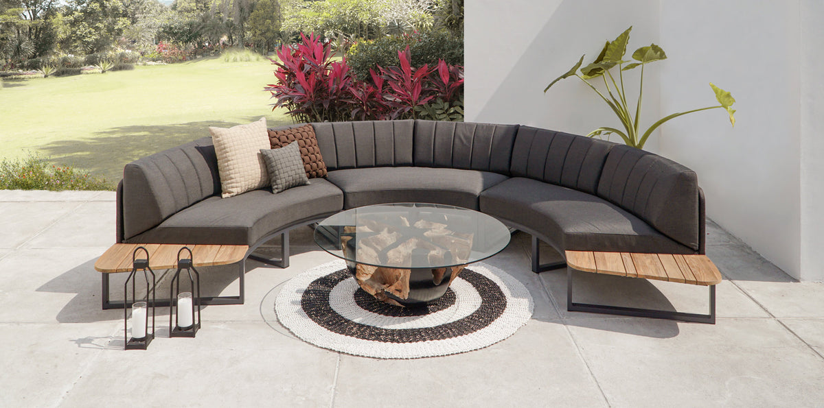 Babbo Teak Left Hand Sectional by Mamagreen, showing babbo teak left hand sectional in live shot.