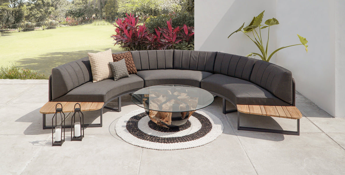 Babbo Teak Right Hand Sectional by Mamagreen, showing babbo teak right hand sectional in live shot.