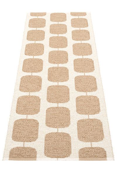 Sten Light Nougat & Vanilla Runner Rug by Pappelina, showing back view of sten light nougat & vanilla runner rug.