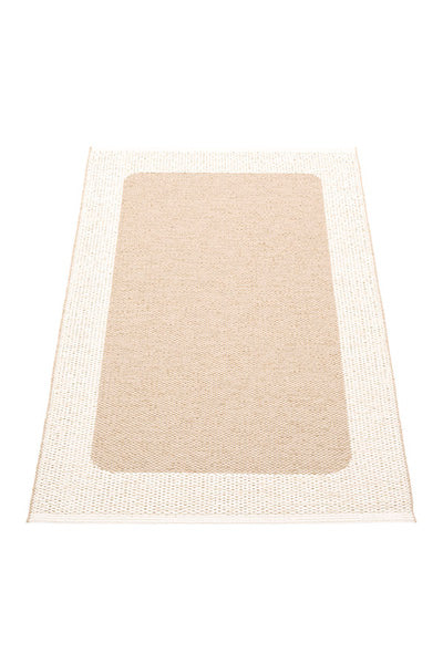 Ilda Beige & Vanilla Runner Rug by Pappelina, showing back view of ilda beige & vanilla runner rug.