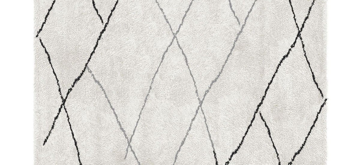 Bagnolo In Bonnard BD201 Rug by Second Studio, showing closeup view of bagnolo in bonnard bd201 rug by second studio in off white/grey & black.