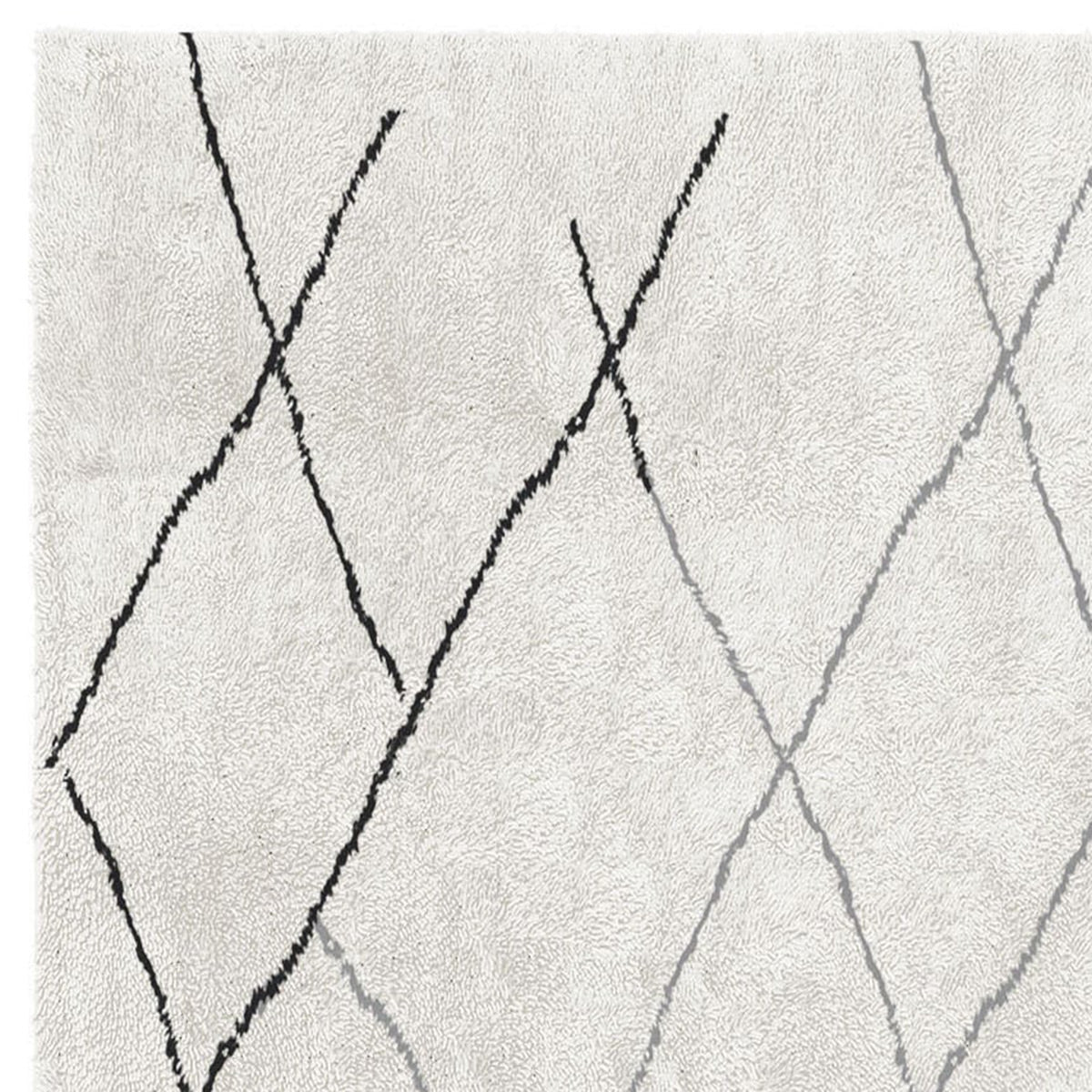 Bagnolo In Bonnard BD201 Rug by Second Studio, showing closeup view of bagnolo in bonnard bd201 rug by second studio in off white/grey & black.
