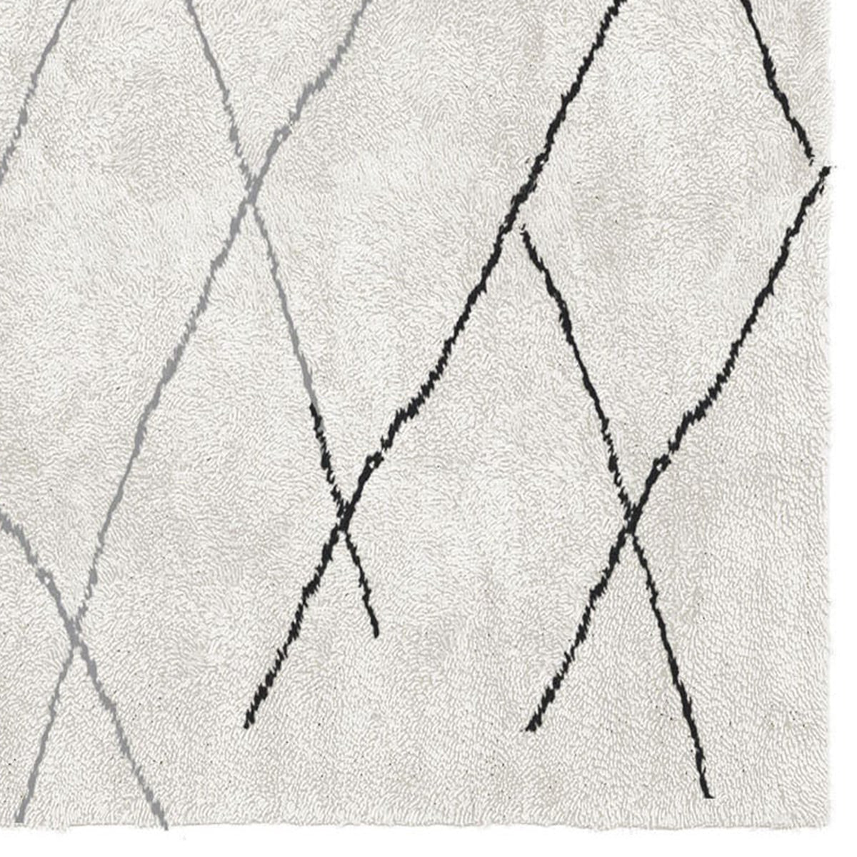 Bagnolo In Bonnard BD201 Rug by Second Studio, showing closeup view of bagnolo in bonnard bd201 rug by second studio in off white/grey & black.