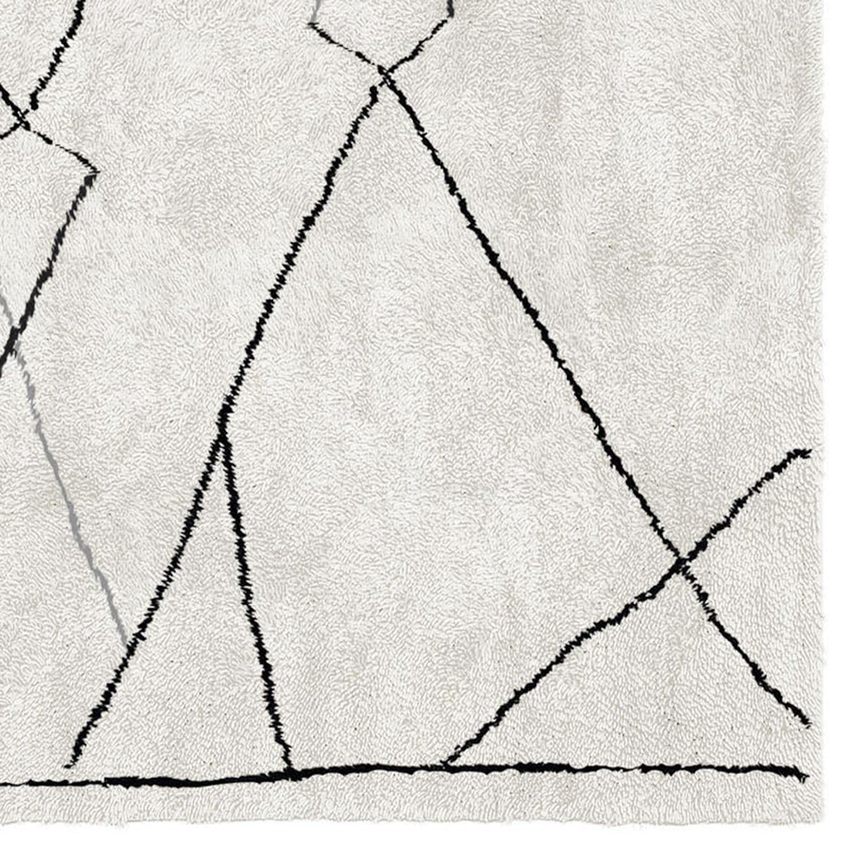 Bagnolo In Piano BO202 Rug by Second Studio, showing closeup view of bagnolo in piano bo202 rug by second studio in off white/grey & black.