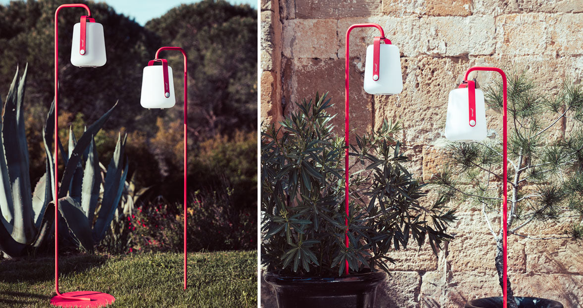 Balad Upright Spike Stand by Fermob, showing of upright spike stand with table in the live shot.