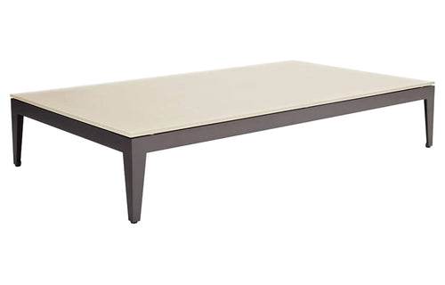 Balmoral Coffee Table by Harbour - Asteroid Aluminum + Taupe Etched Glass.