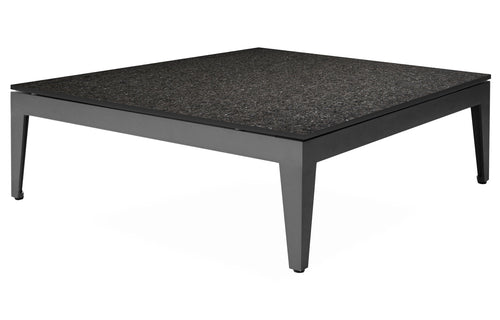 Balmoral Side Table by Harbour - Asteroid Aluminum + Black Flamed Brushed Granite Marble.