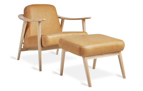 Baltic Chair by Gus Modern - Natural Ash Wood, Canyon Whiskey Leather.