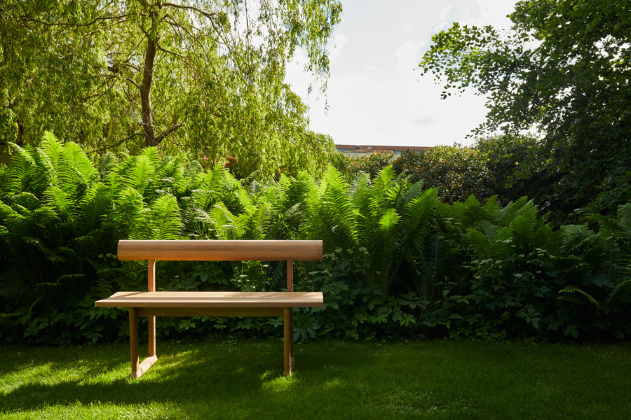 Banco Outdoor Bench by Skagerak, showing banco outdoor bench in live shot.