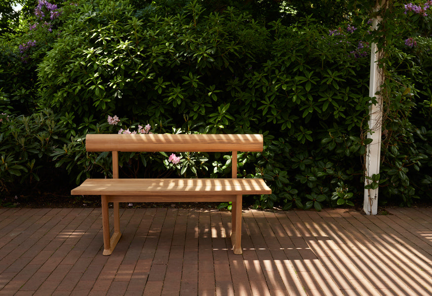 Banco Outdoor Bench by Skagerak, showing banco outdoor bench in live shot.