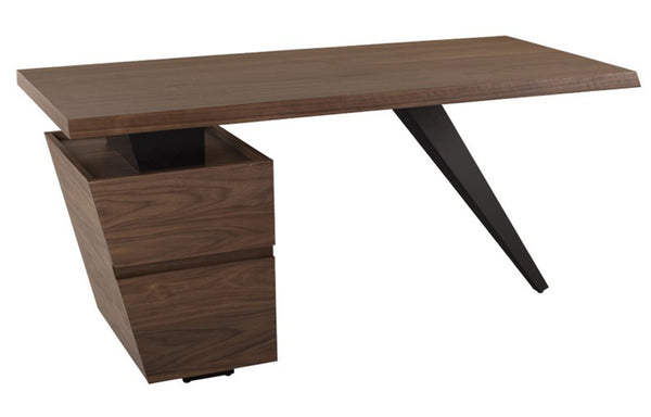 Styx Desk by Nuevo, showing right angle view of styx desk.