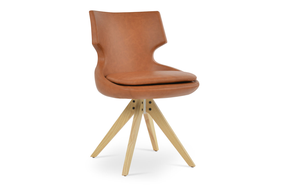 Patara Pyramid Swivel Chair by SohoConcept - Natural Ash Wood, Caramel PPM