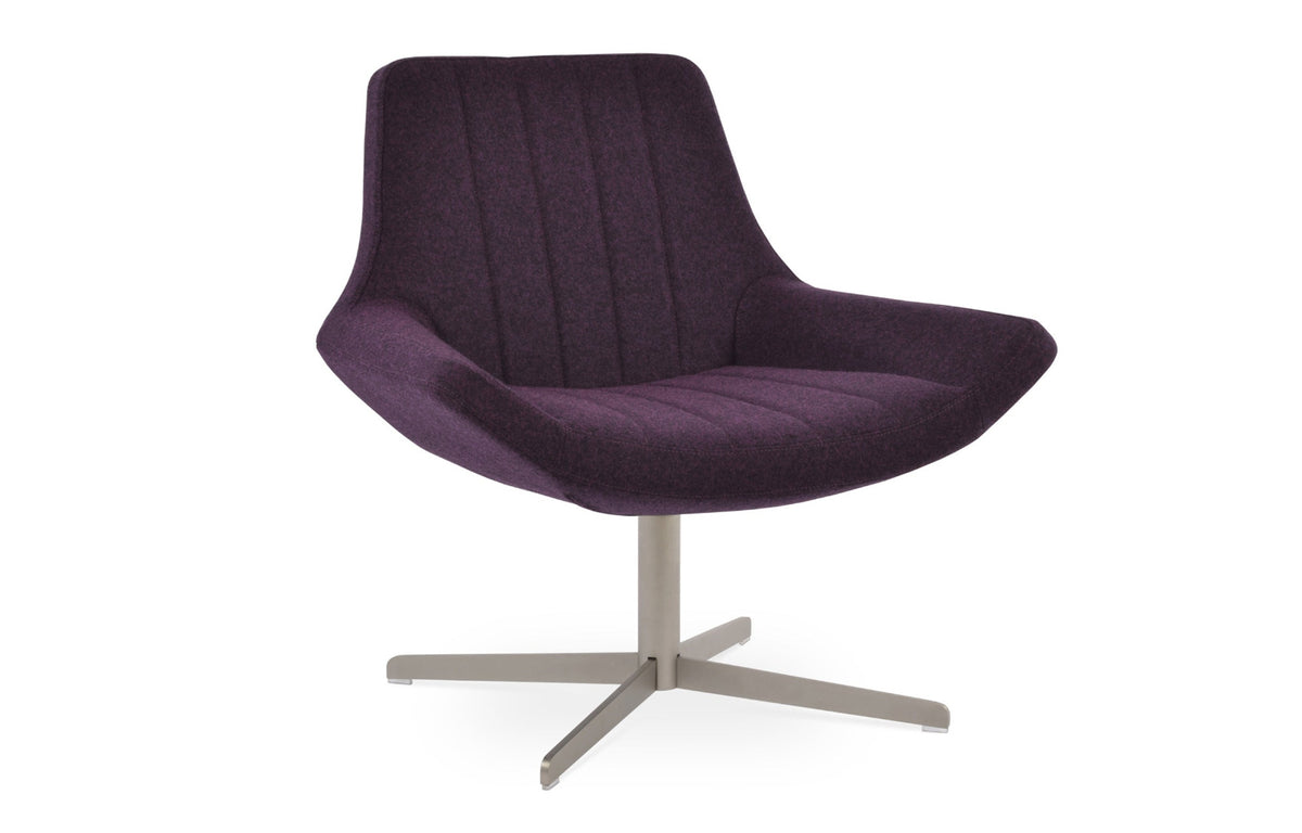 Bellagio 4 Star Armchair by SohoConcept - Matte Brushed Nickel, Camira Blazer New Deep Maroon Wool.