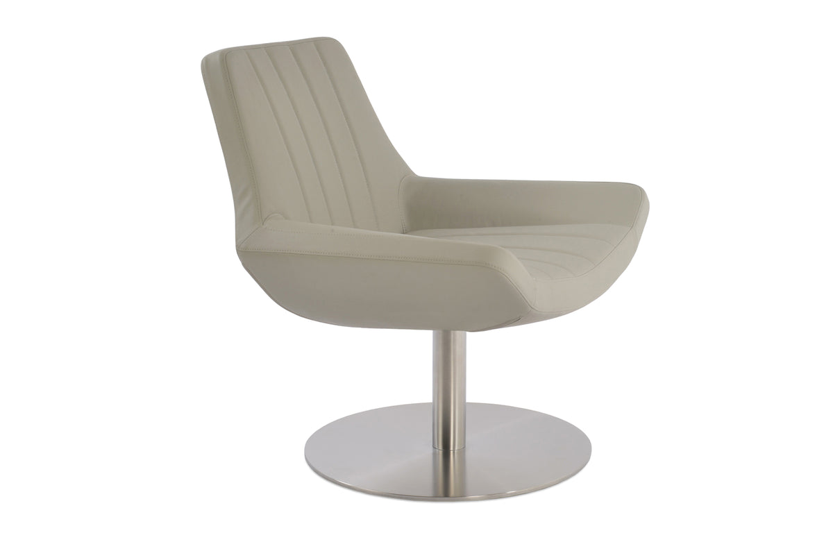 Bellagio Swivel Round Armchair by SohoConcept - Light Grey Leatherette