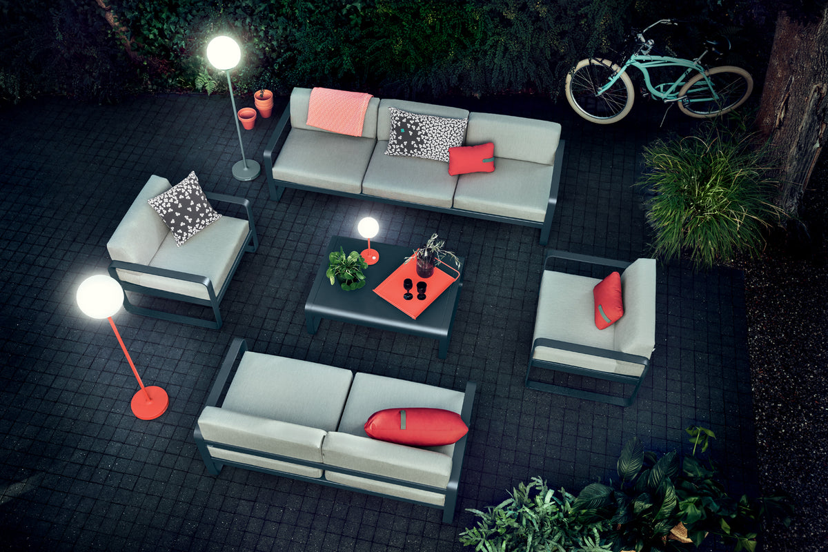 Bellevie Table by Fermob, showing bellevie table in live shot.