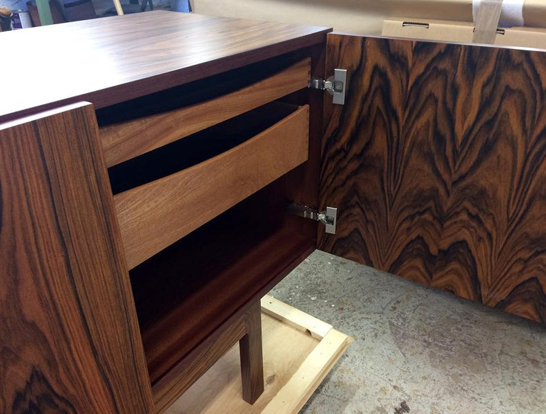 BPS Sideboard No. 183 by Bernh. Pedersen & Son, showing detail view of bps sideboard no. 183 in live shot.