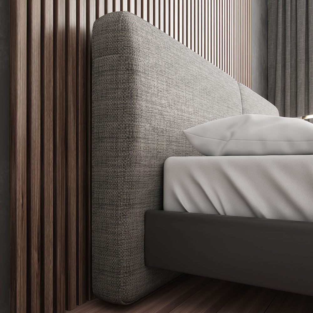 Bethune Bed by Modloft, showing closeup view of bethune bed in lives hot.