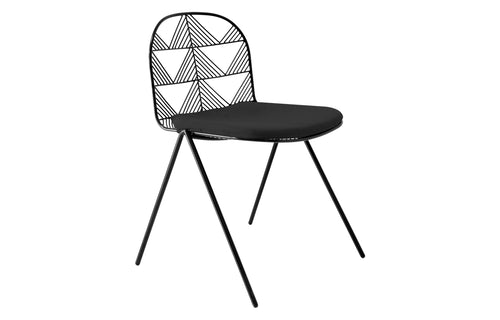 Betty Stacking Chair by Bend - Black Metal Frame, Black Sunbrella Seatpad.