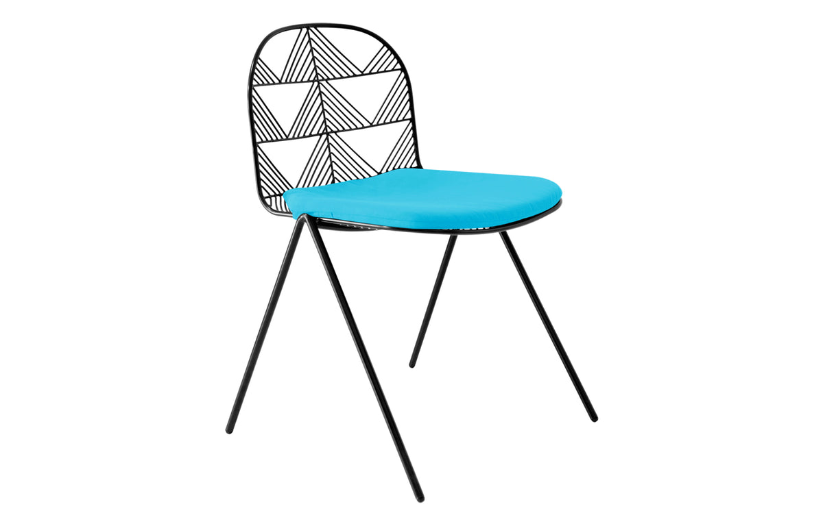 Betty Stacking Chair by Bend - Black Metal Frame, Aruba Sunbrella Seatpad.