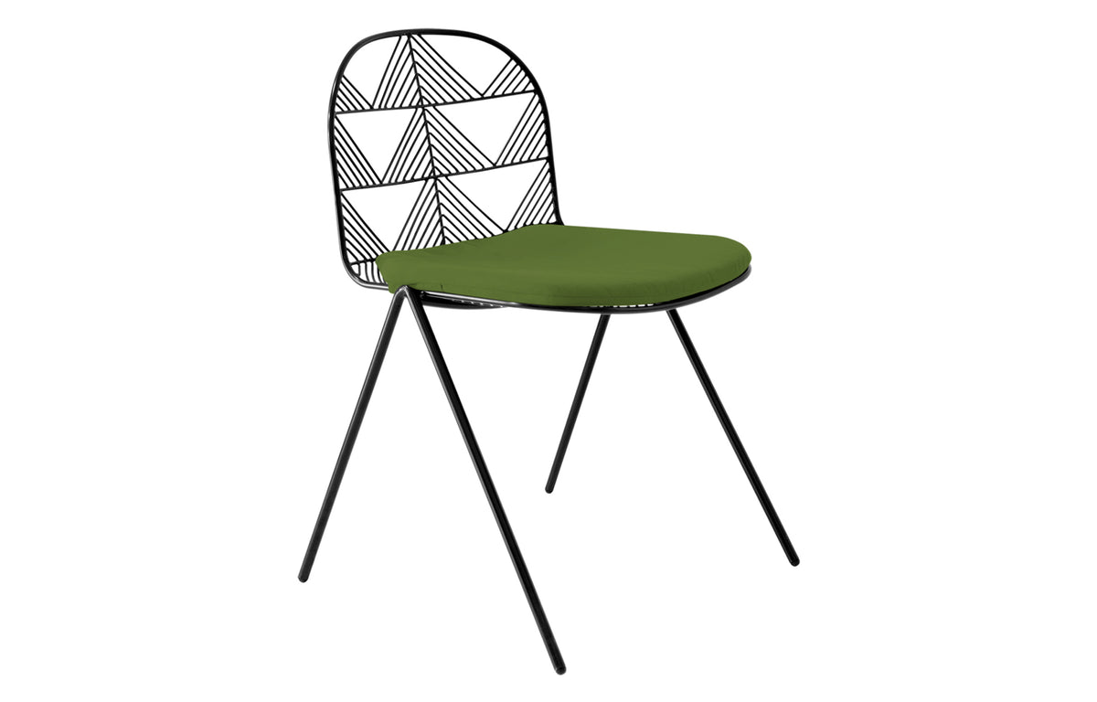 Betty Stacking Chair by Bend - Black Metal Frame, Palm Sunbrella Seatpad.