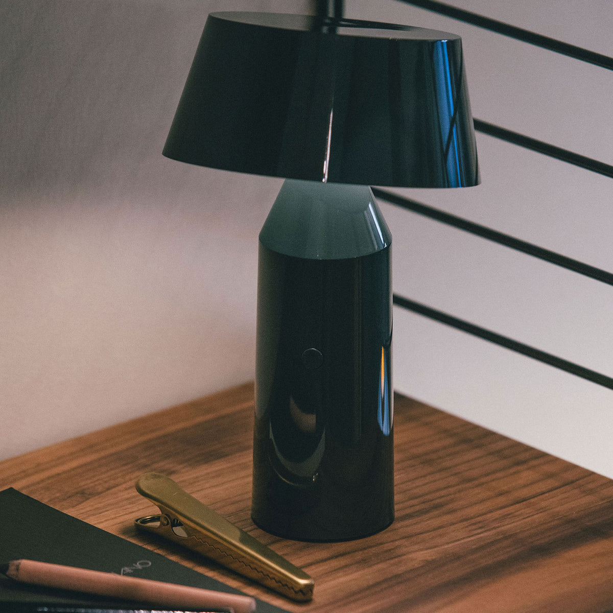 Bicoca Portable Table Lamp by Marset, showing bicoca portable table lamp in live shot.