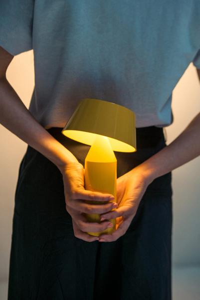 Bicoca Portable Table Lamp by Marset, showing bicoca portable table lamp in live shot.