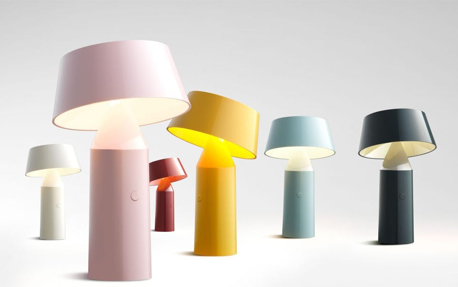 Bicoca Portable Table Lamp by Marset, showing bicoca portable table lamps in live shot.