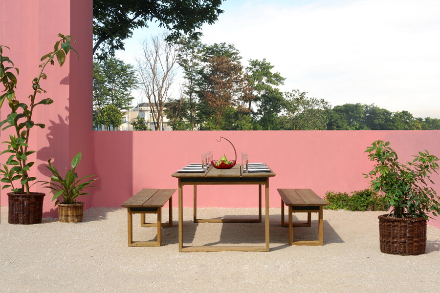 Big Daddy Slats Table by Mamagreen, showing big daddy slats table in live shot.