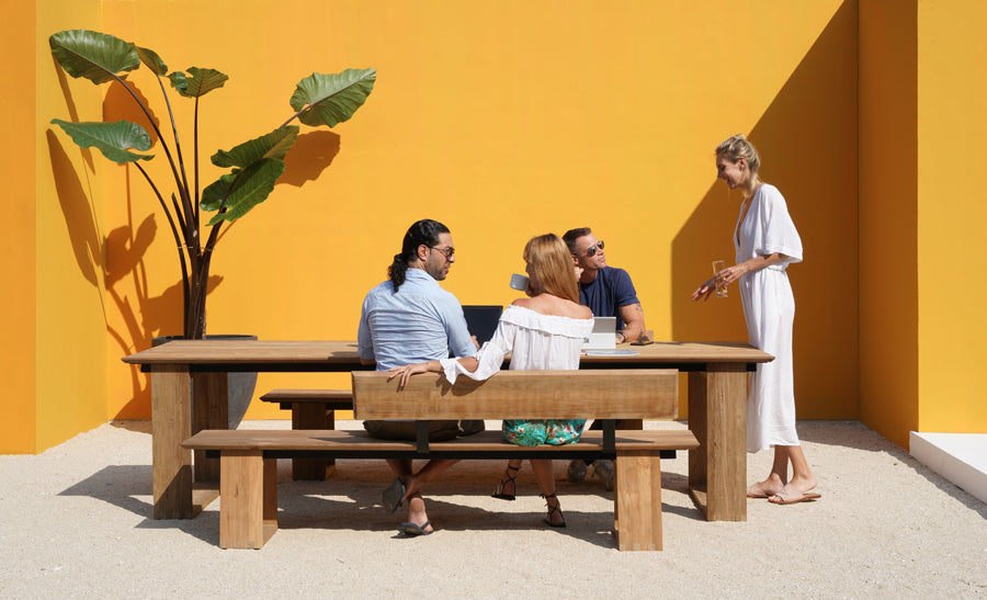 Big Daddy Slats Table by Mamagreen, showing big daddy slats table in live shot.