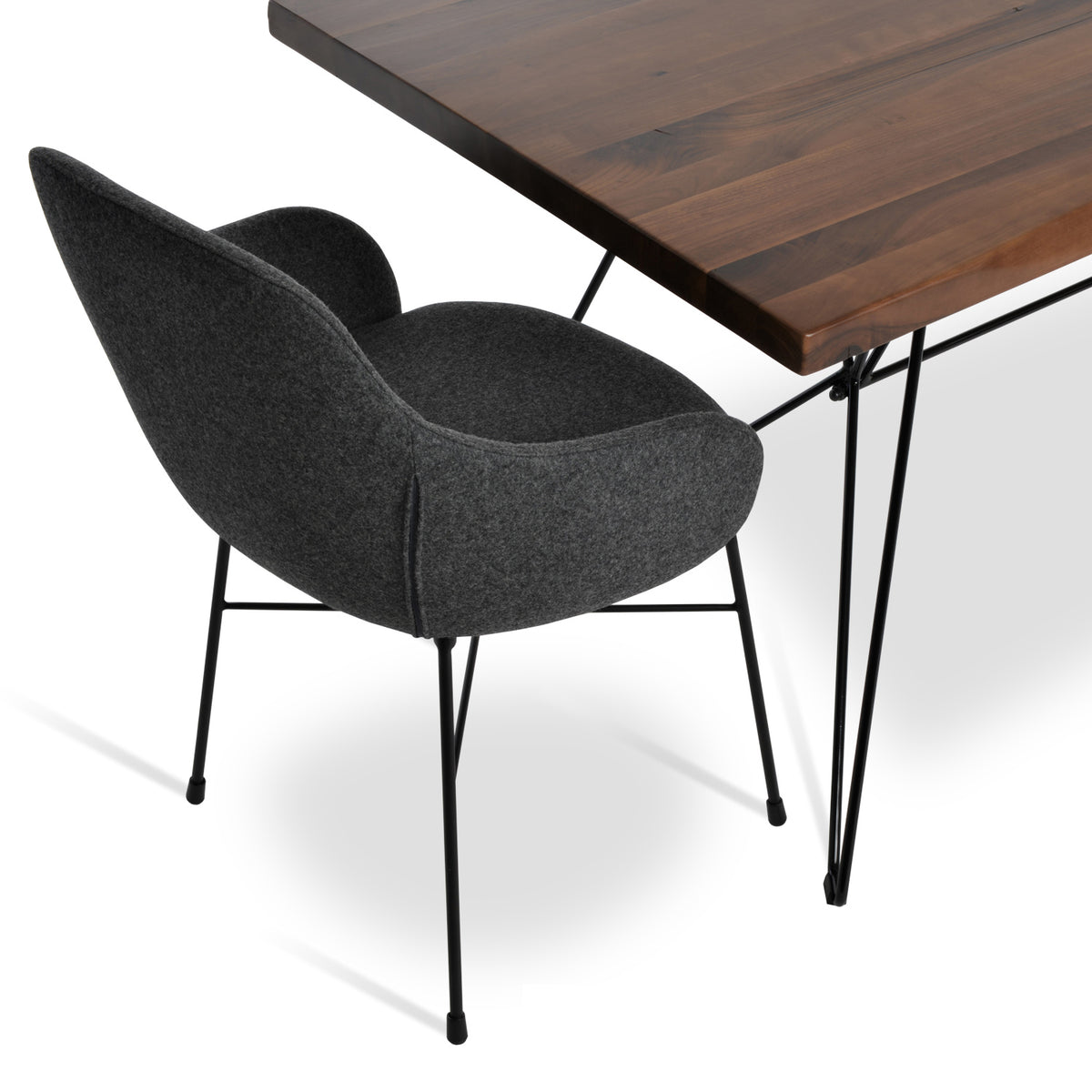 Billiani Dining Table by SohoConcept, showing closeup view of dining table with chair.